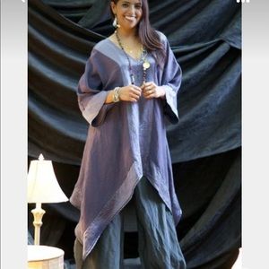 Hemp and charmeuse tunic robe. 
. Great for Holiday wear